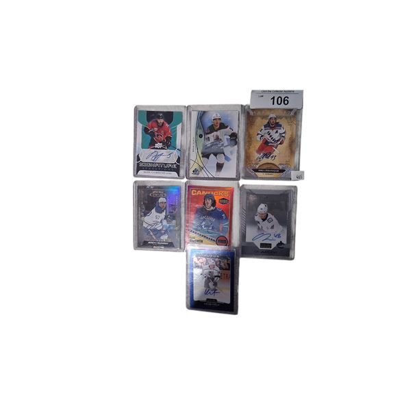 7 vintage autographed hockey cards