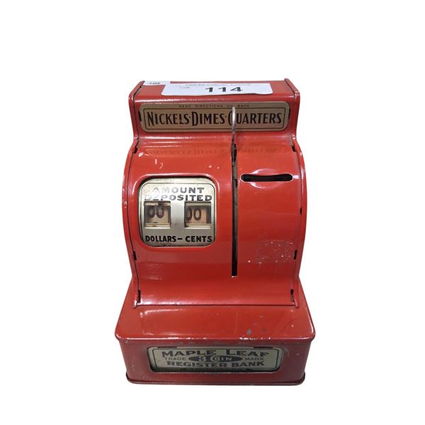 Vintage metal toy cash register bank