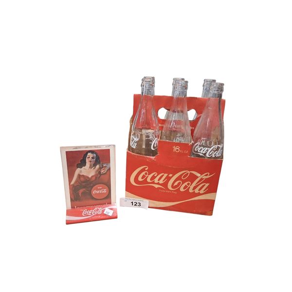 1960s Coca-Cola 16" king size 6 pack bottles with diner table stand