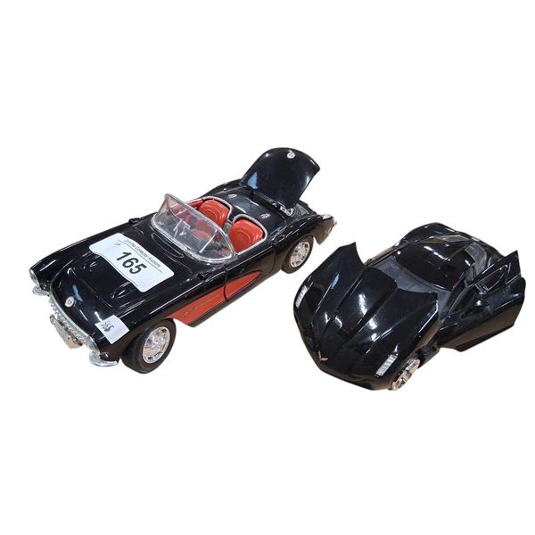 2 die cast cars, 1:24 scale 09 Corvette & 1:18 57 Chev