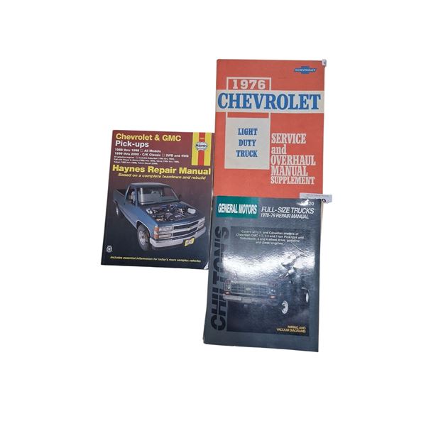 3 vintage Chevrolet service manuals 1976, 1988, 70-79