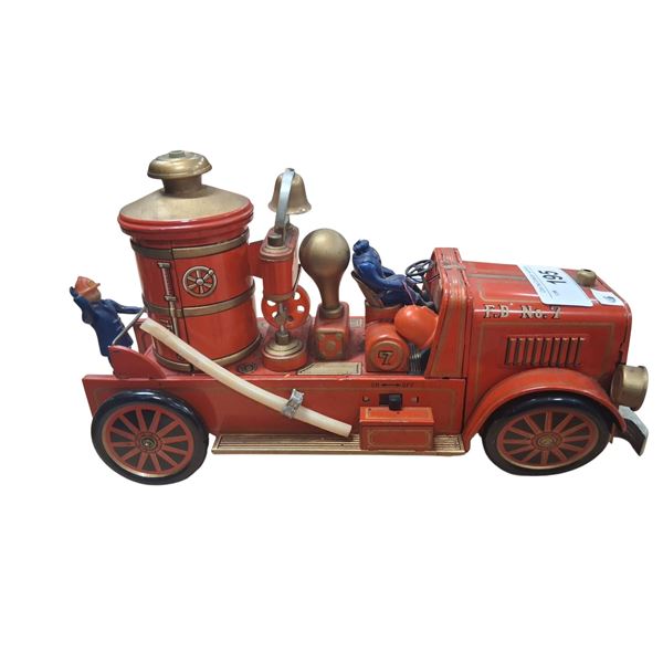 Vintage tin fire truck toy 13"