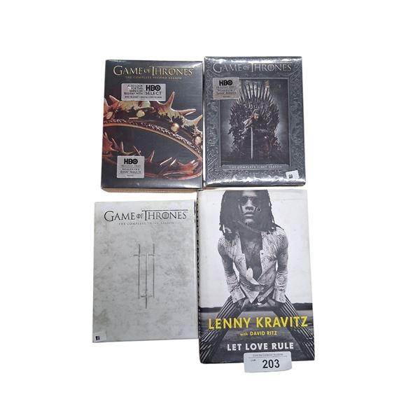 3 Game of Thrones DVD series and Lenny Kravitz book