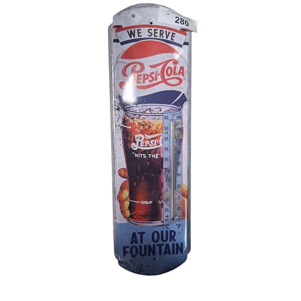 Pepsi-Cola metal thermometer 13"