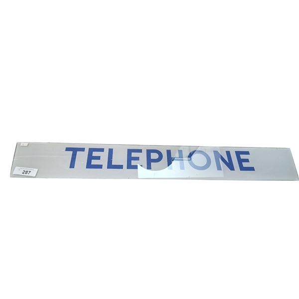 Vintage glass telephone booth sign 35"x5"