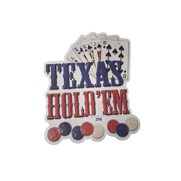 Tin Texas Hold 'Em sign 17"x13"