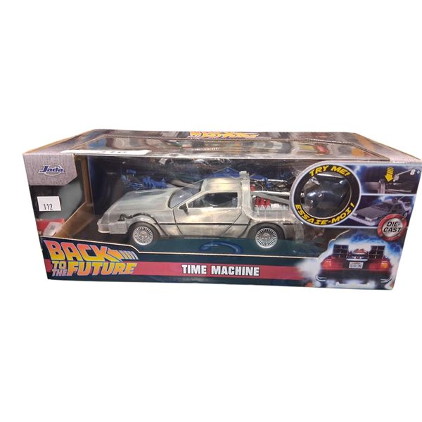 NIB Back To the Future die cast Time Machine Car, lights up, box 12"