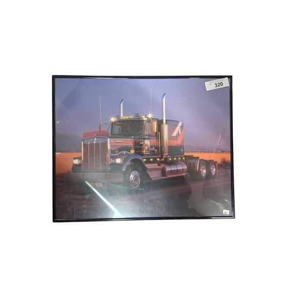 Framed Kenworth semi truck picture 20"x16"