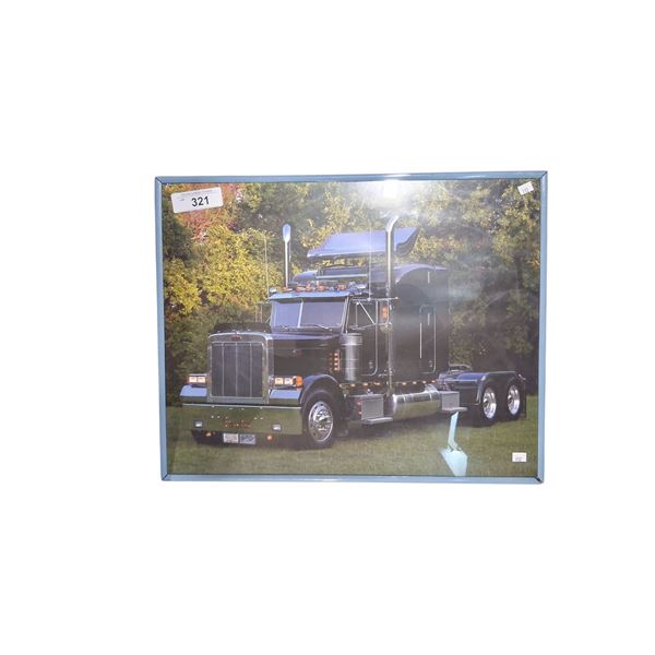 Framed Panelite semi truck picture 20"x16"