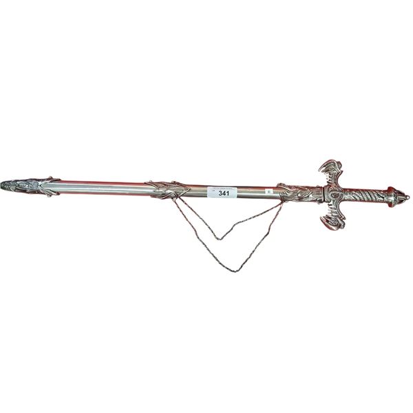 Vintage sword with ornate metal handle and sheath 36" long
