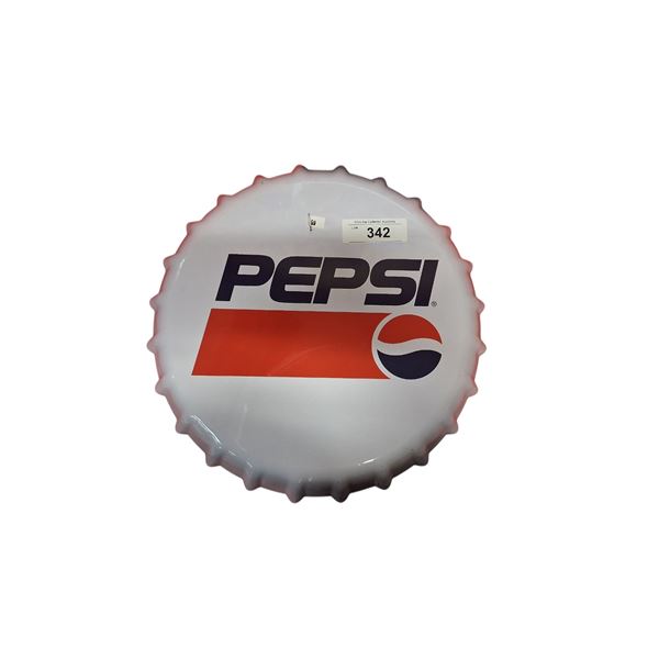 Pepsi tin bottle cap sign 12" diameter