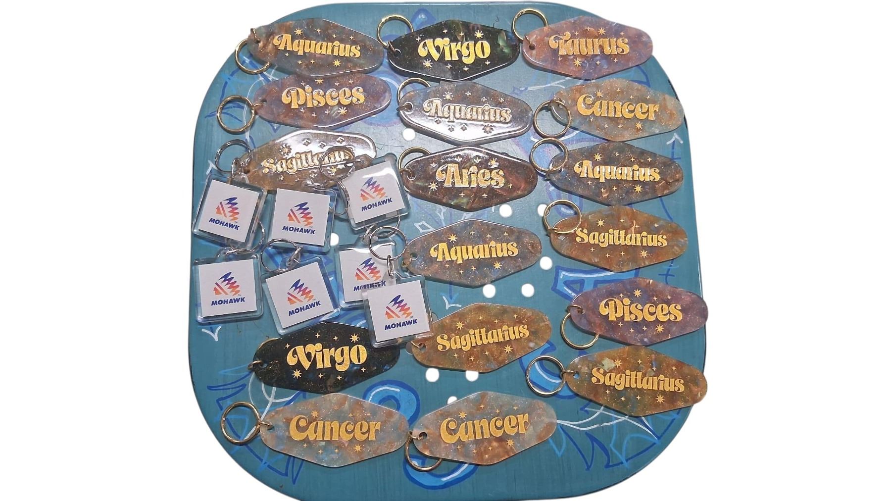 Mohawk Key Chain Vintage Mohawk gas station and Zodiac key chains