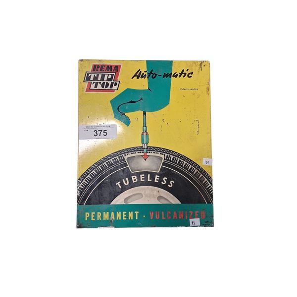 Vintage metal tire repair storage box, made in Germany, Rema Tiptop 12"x9"x2" nice graphics