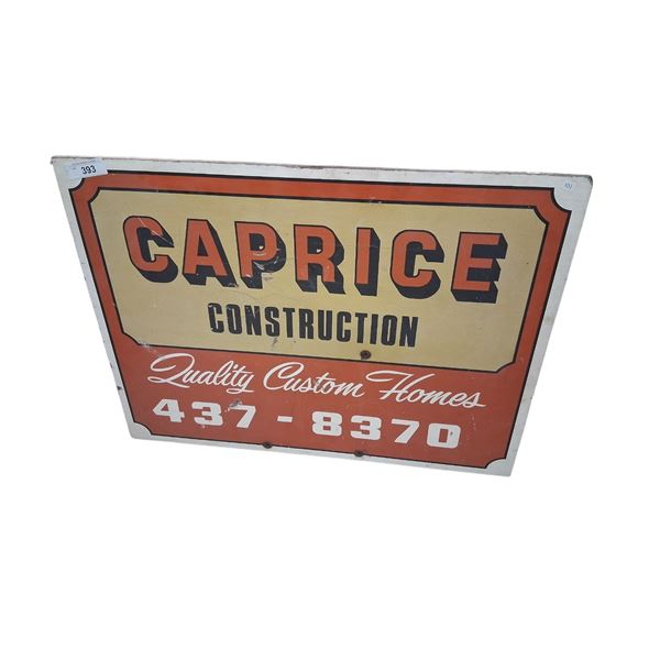 Vintage double sided wood Caprice Construction sign 32"x24"