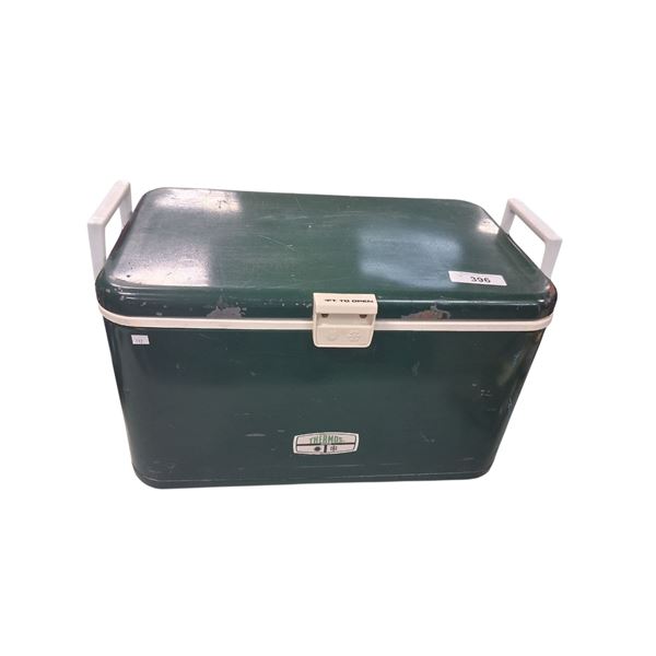 1970s green Thermos metal cooler