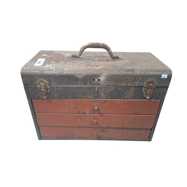 Vintage metal shop tool box with three drawers 19"x12"10"