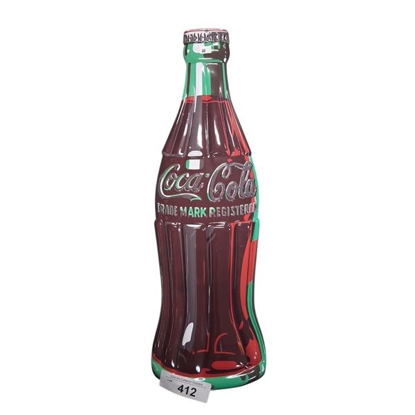 Coca-Cola bottle sign, tin 21"