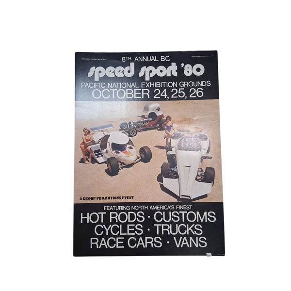 Vintage cardboard Speed Sport 80 poster 30"x21"