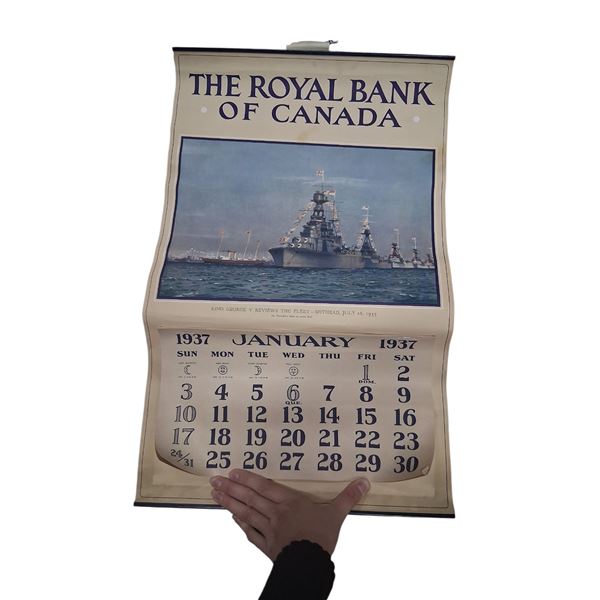 Vintage Royal Bank of Canada calendar 1935 23"x15"