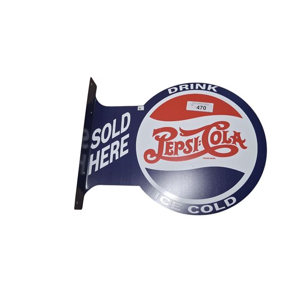 Pepsi-Cola flange sign, metal 18"x13"