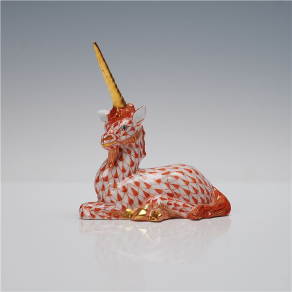 Herend Porcelain Rust Fishnet Unicorn Figurine