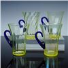 Image 3 : 4pc Fenton Vaseline Glass Mugs with Cobalt Blue Handles
