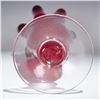 Image 3 : Handblown Ruby Red Art Glass Vase with Clear Foot