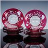 Image 1 : 12pc Cranberry Flashed Floral Dessert Plates