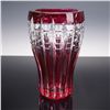 Image 1 : Val St. Lambert Cut to Clear Ruby Crystal Vase