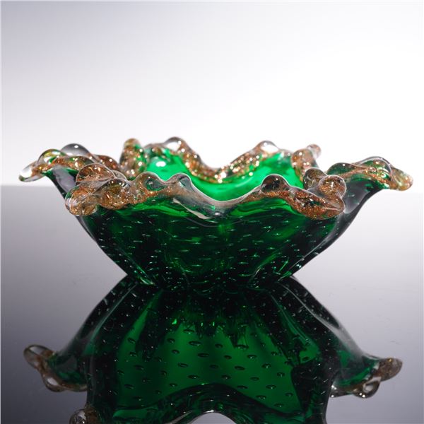 Green Aventurine Art Glass Bowl