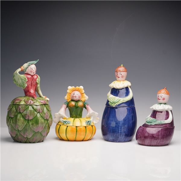 4pc Horchow Italian Ceramic Vegetable Canister Set