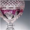 Image 3 : Cranberry Cut to Clear Crystal Wine Glass with Faceted Stem
