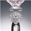 Image 4 : Cranberry Cut to Clear Crystal Wine Glass with Faceted Stem