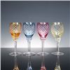 Image 1 : 4pc Set of Multicolor Cut to Clear Crystal Wine Glasses