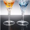 Image 3 : 4pc Set of Multicolor Cut to Clear Crystal Wine Glasses