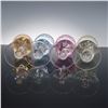 Image 6 : 4pc Set of Multicolor Cut to Clear Crystal Wine Glasses
