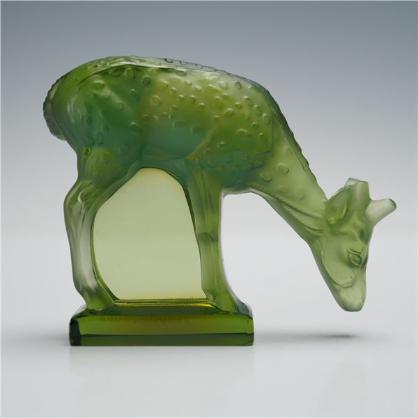 Lalique Crystal Figurine, Sage Green Deer