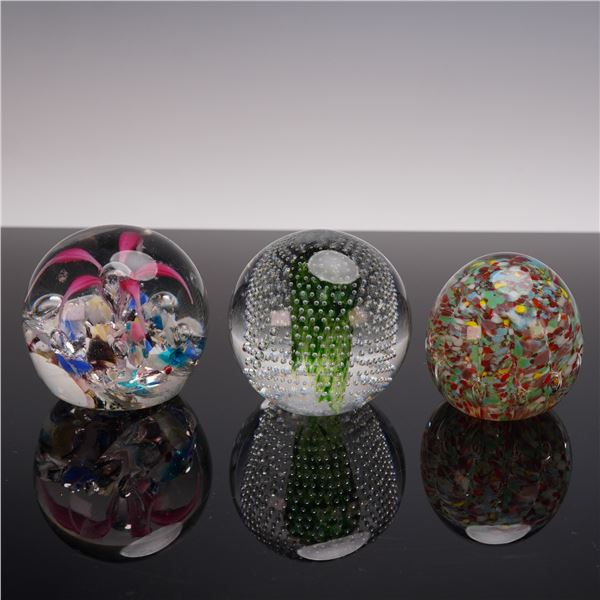 3pc Controlled Bubble Glass Paperweights