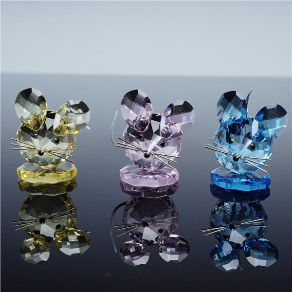 3pc Swarovski Crystal Figurines, Replica Mouse Set