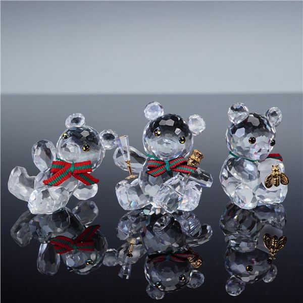 3pc Swarovski Crystal Kris Bear Figurines with Boxes