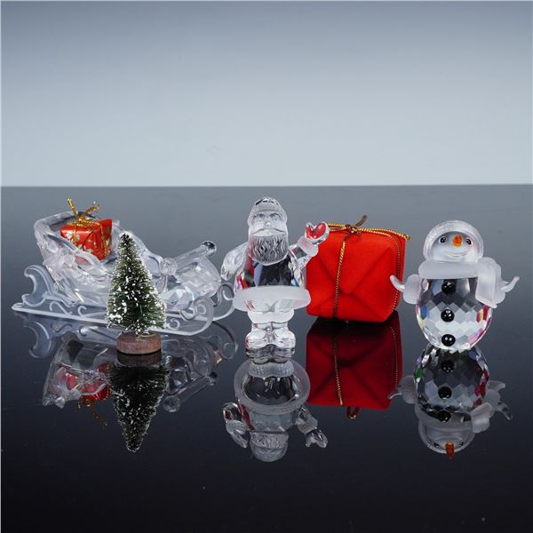 3pc Swarovski Crystal Figurines, Christmas Celebration Set
