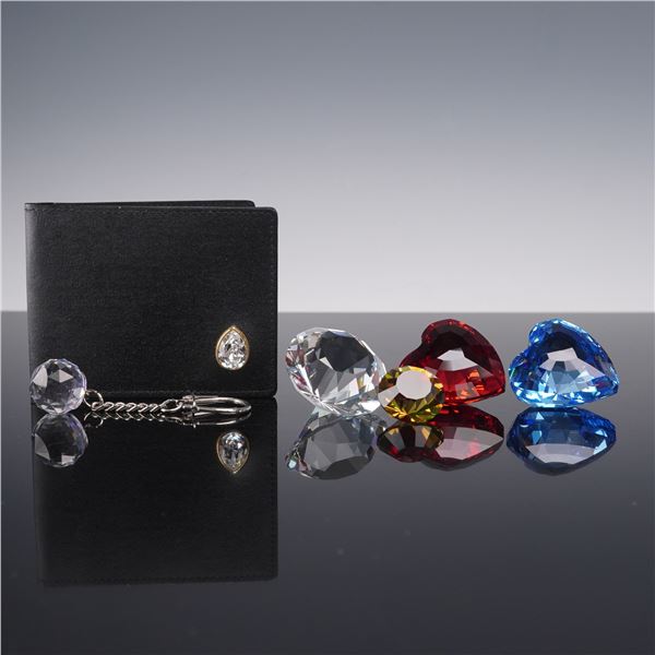 6pc Swarovski Renewal Crystal Hearts, Cabochons, Keychain, and Wallet