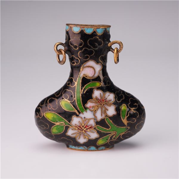 Miniature Cloisonne Enamel Snuff Bottle or Pendant Vase