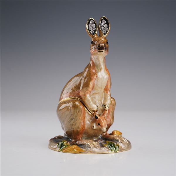 Enamel Kangaroo Ring Box with Crystals Hand Painted