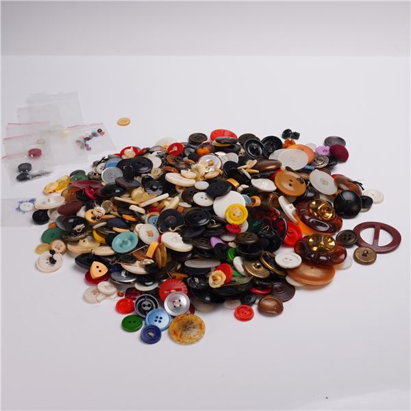 Large Vintage Button Collection with Storage Box