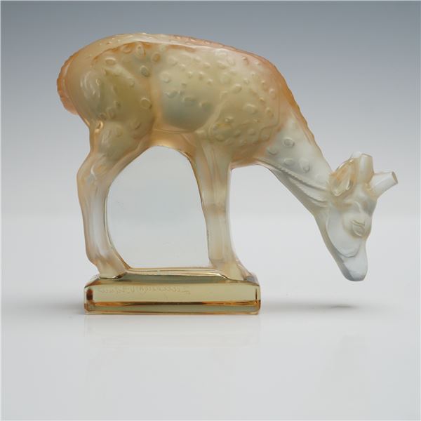 Lalique Crystal Figurine, Yellow Deer