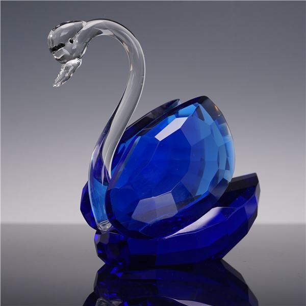Cobalt Blue Crystal Swan Figurine