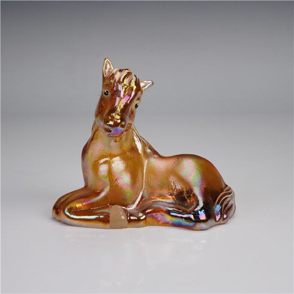 Hand-Painted Iridescent Glass Foal Figurine Signed Shirley Miller