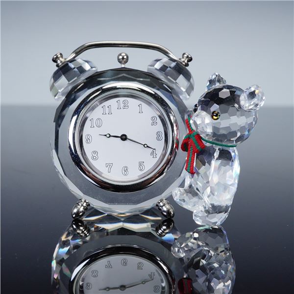 Swarovski Silver Crystal Kris Bear Table Clock