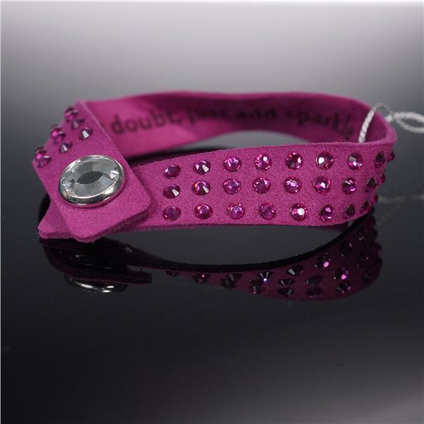 Swarovski Pink Leather Bracelet with Crystals